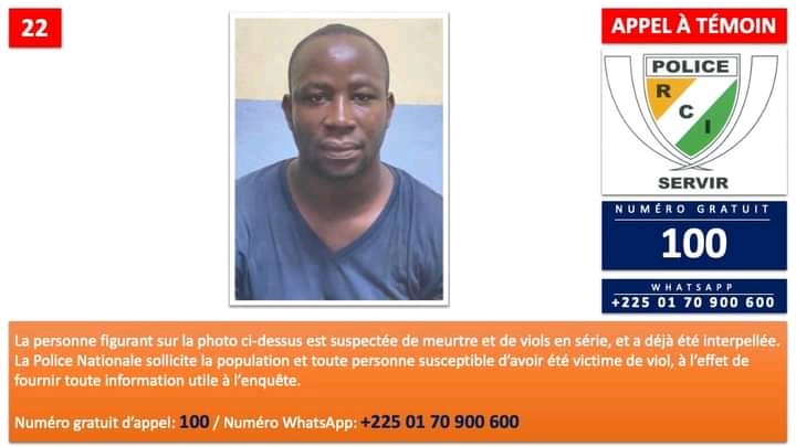 La police ivoirienne lance un appel à témoins contre un violeur en série