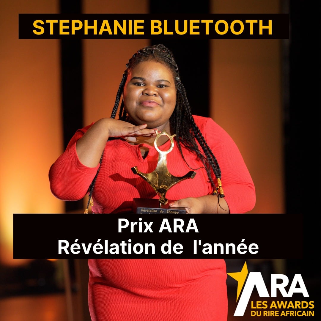 Stéphanie Bluetooth est la révélation de l’année aux Awards du rire africain. journaldebrazza.com