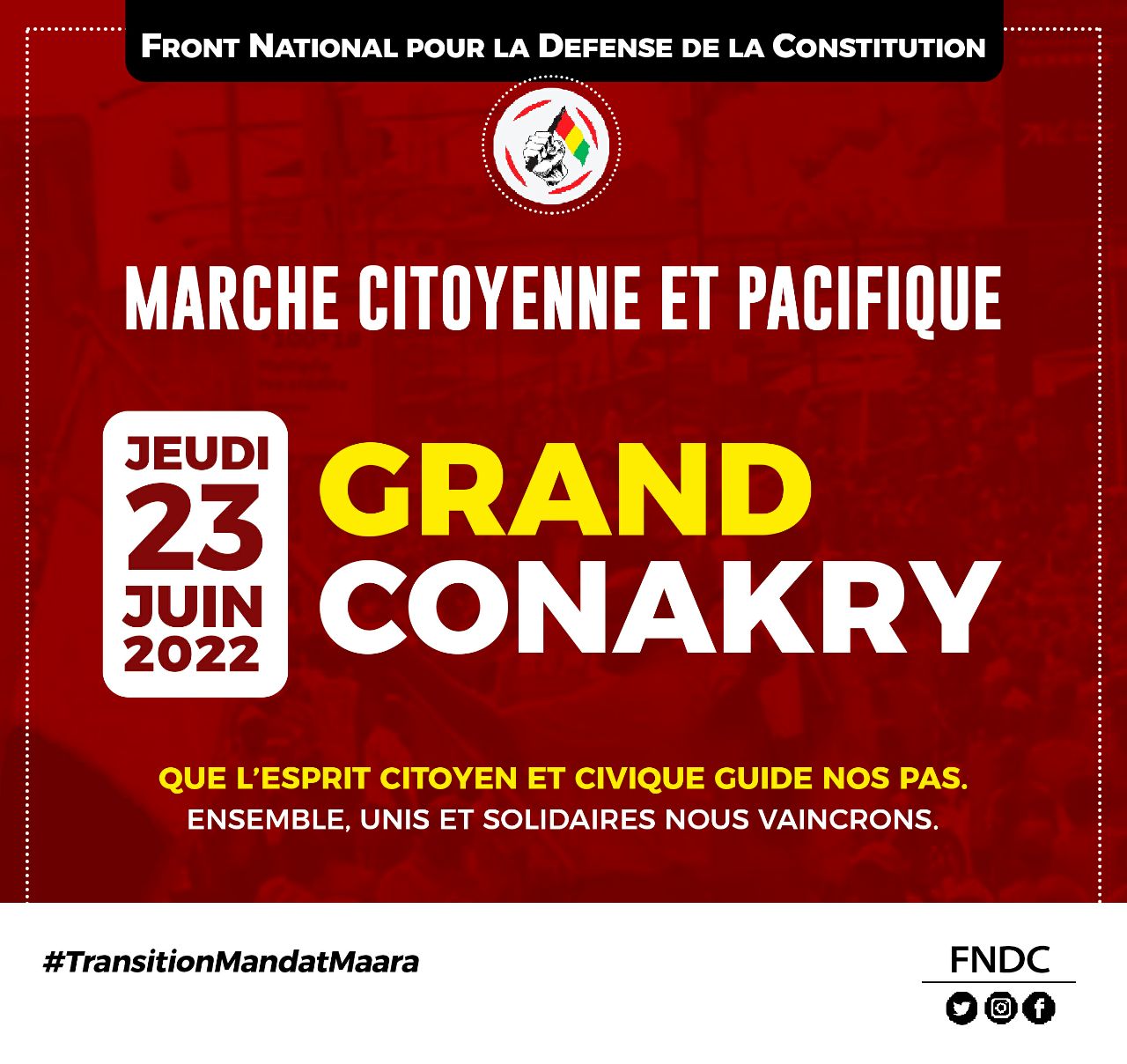 Guinée : le FNDC annonce une marche le 23 juin prochain